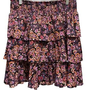 Anthropology Tiered Paisley Skirt Size L.